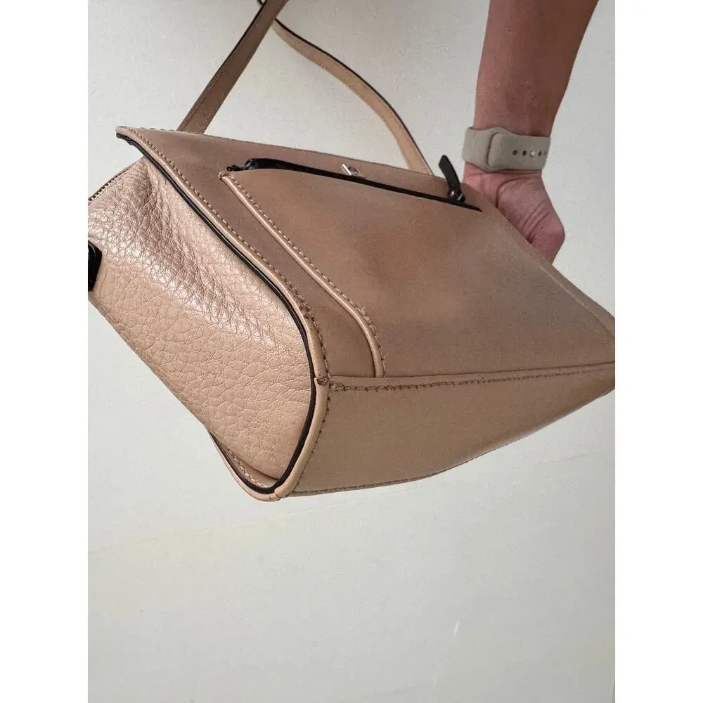 Kate Spade Beige Black Hadley Street Adelia 100% LEATHER Crossbody Messenger Bag